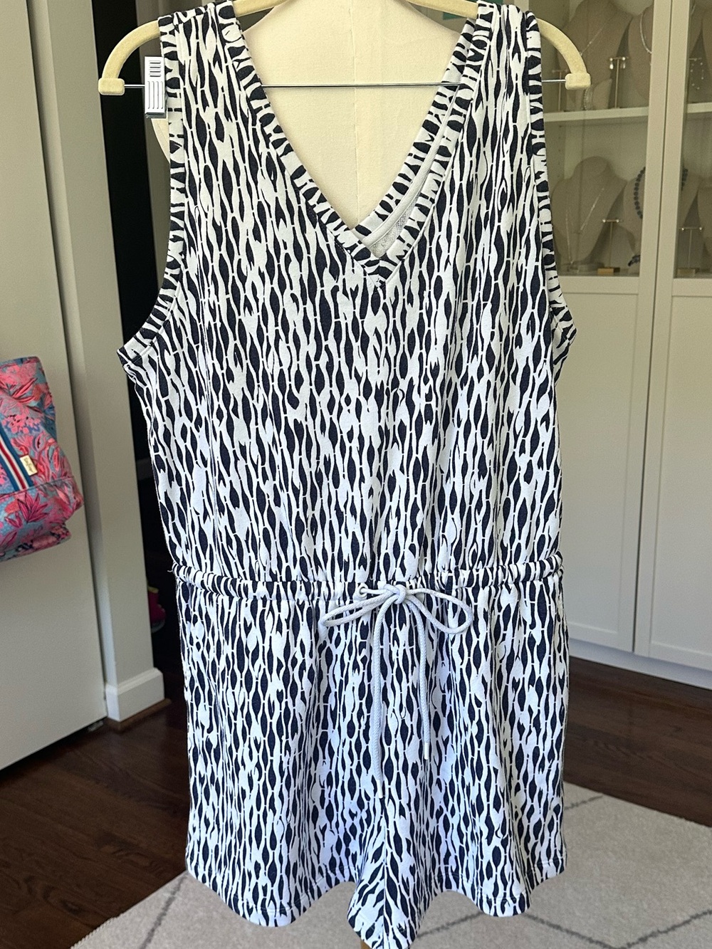 Lou & Grey Ripple Cozy Cotton V-Neck Romper in deep space blue